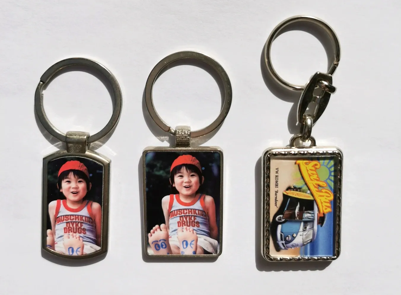 Llaveros rectangulares personalizados con fotografías familiares