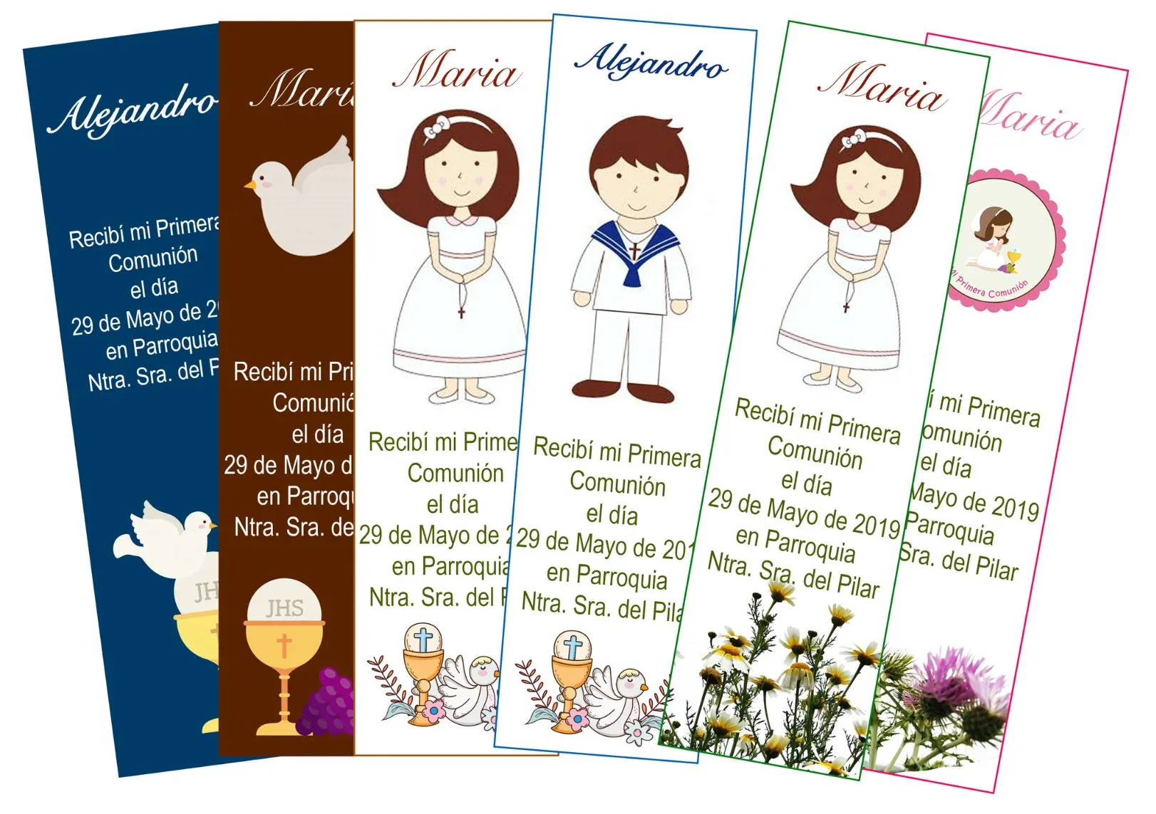 Recordatorios personalizados para bautizos y comuniones