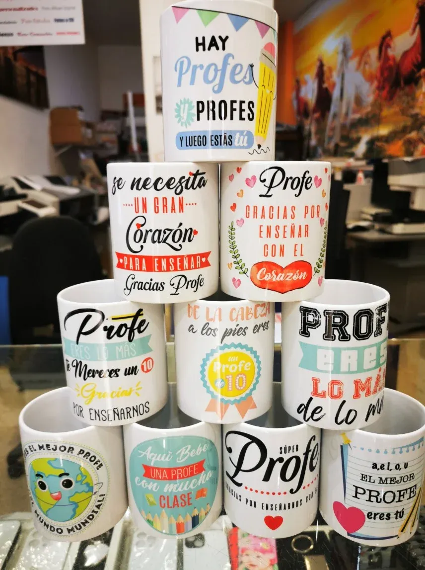 Tazas personalizadas con mensajes para profesores